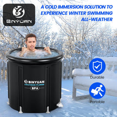 Side view of BINYUAN XL Ice Bath Tub showing dimensions