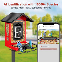 side view of birdsnap APS Metal Bird Feeder with 2K camera