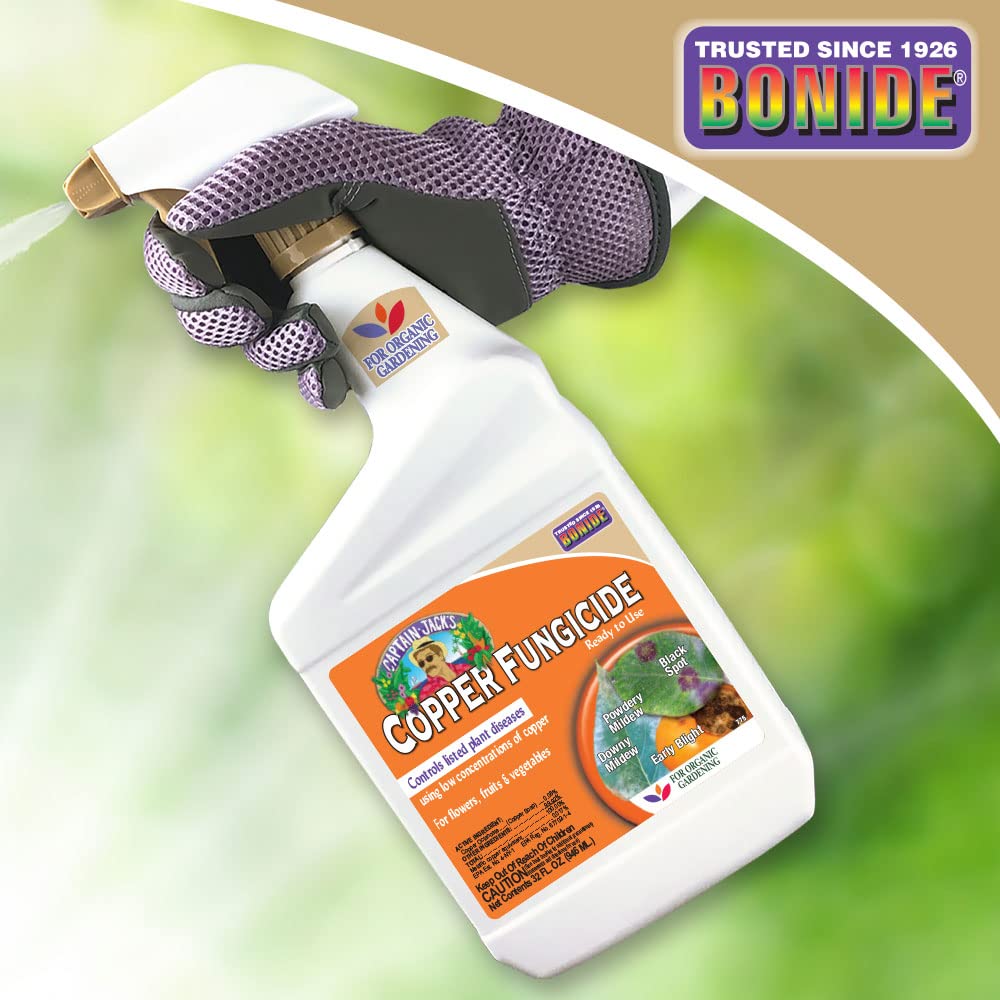 Side view of Bonide Captain Jack's Copper Fungicide spray bottle