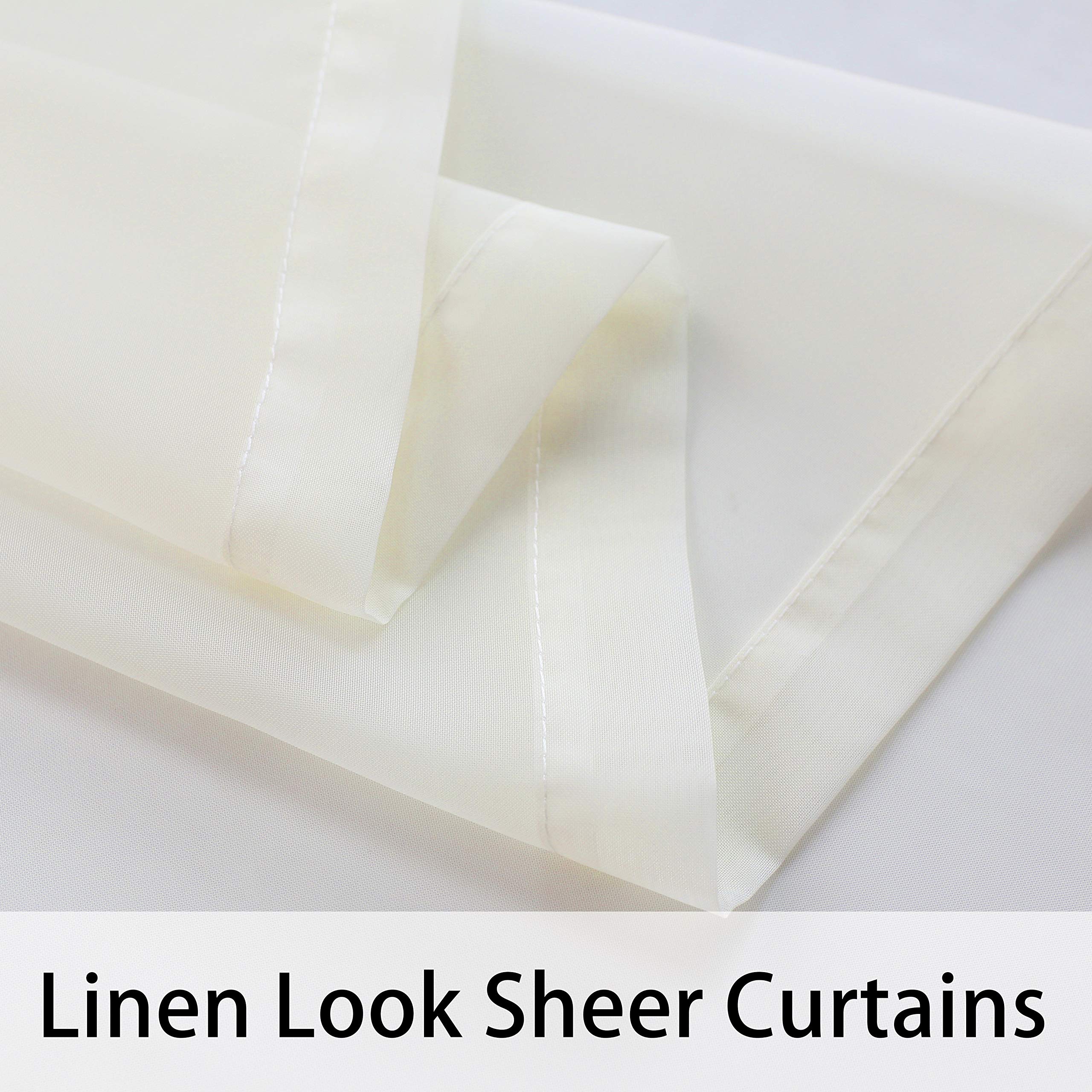 Side view of BONZER sheer outdoor curtains in beige
