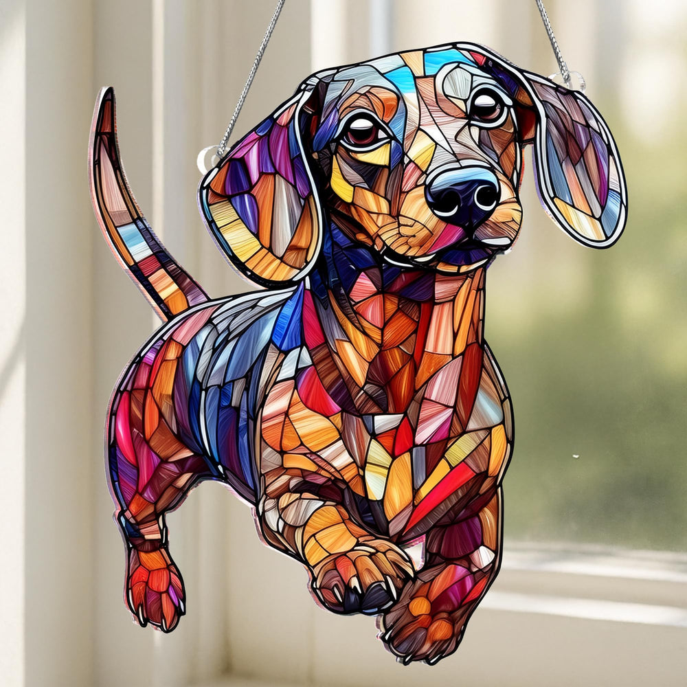 Side view of BOYESE Dachshund Christmas Ornament