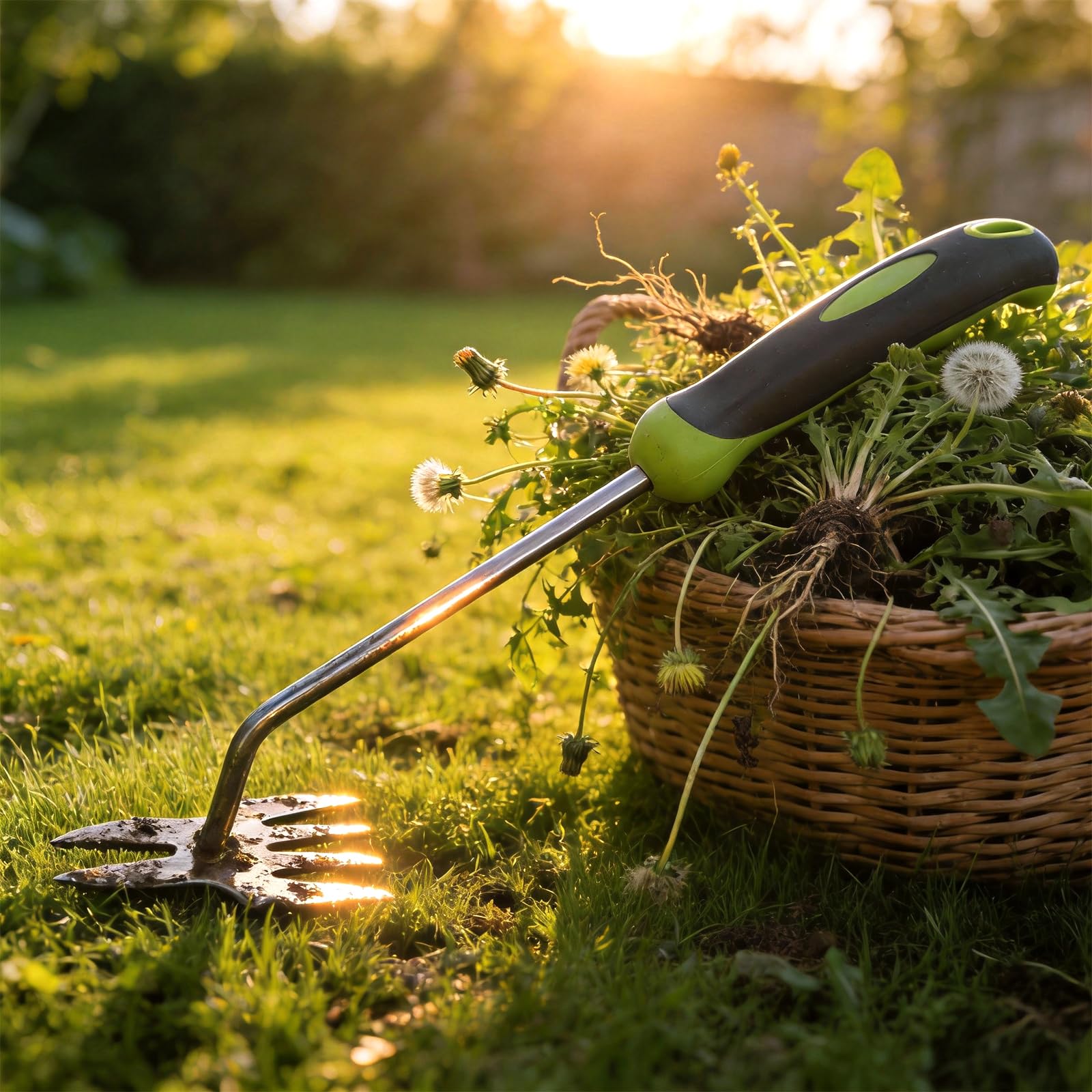Side view of BREWIN TOOLS hand weeder showing ergonomic handle