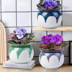 Side view of BUYMAX ceramic self-watering pot