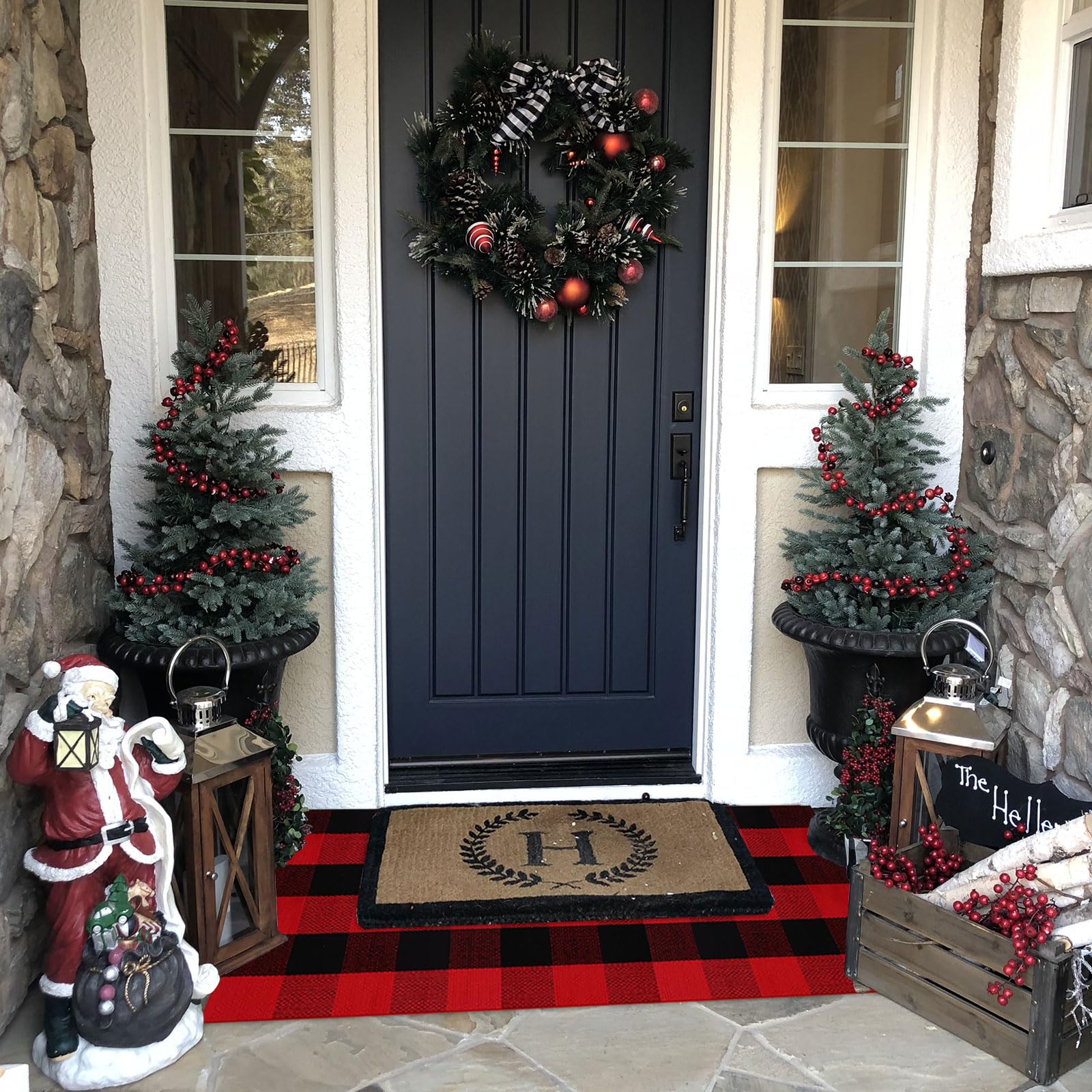 Side view of CAINANEL Christmas Door Mat showcasing its thickness