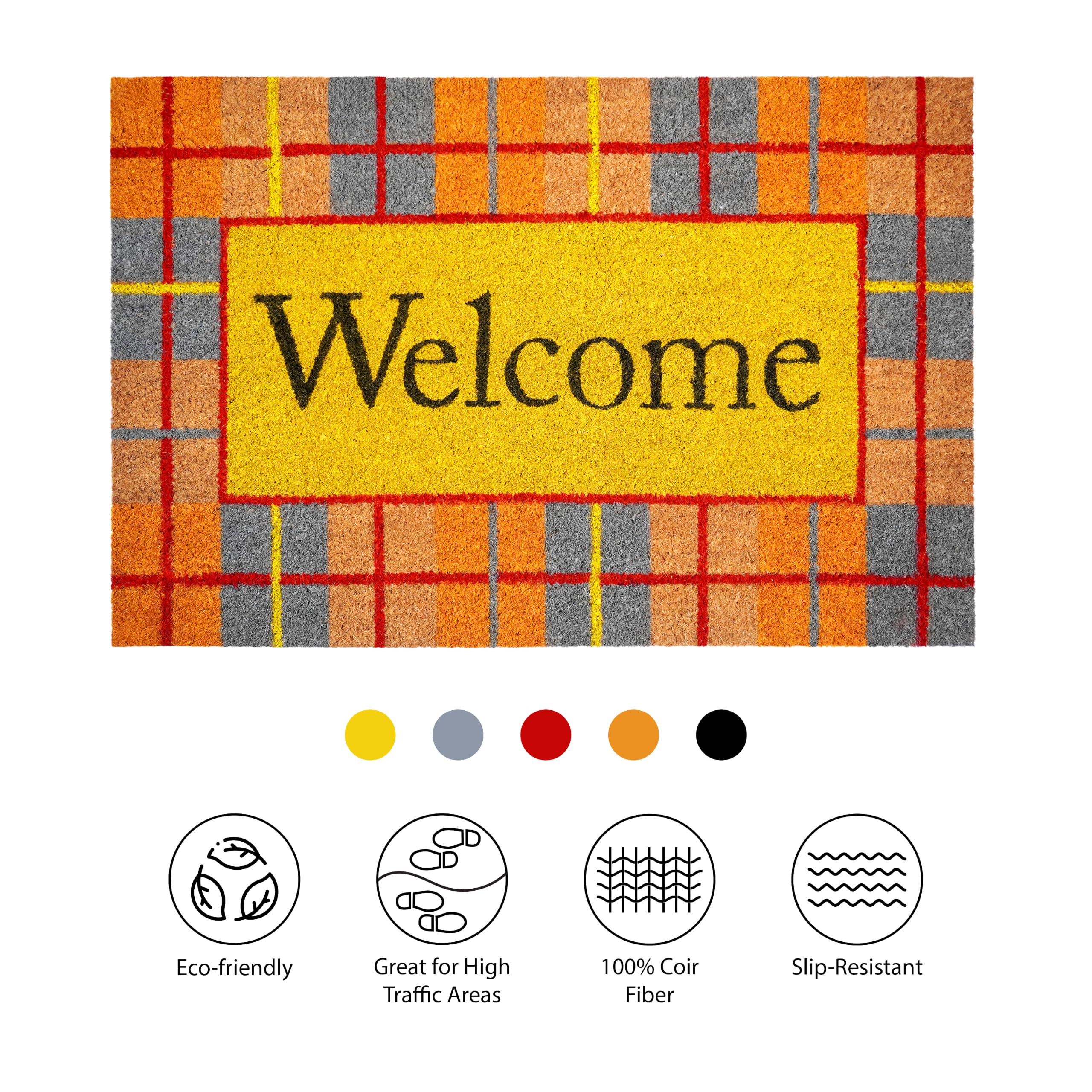 Side view of Calloway Mills Fall Plaid Doormat dimensions