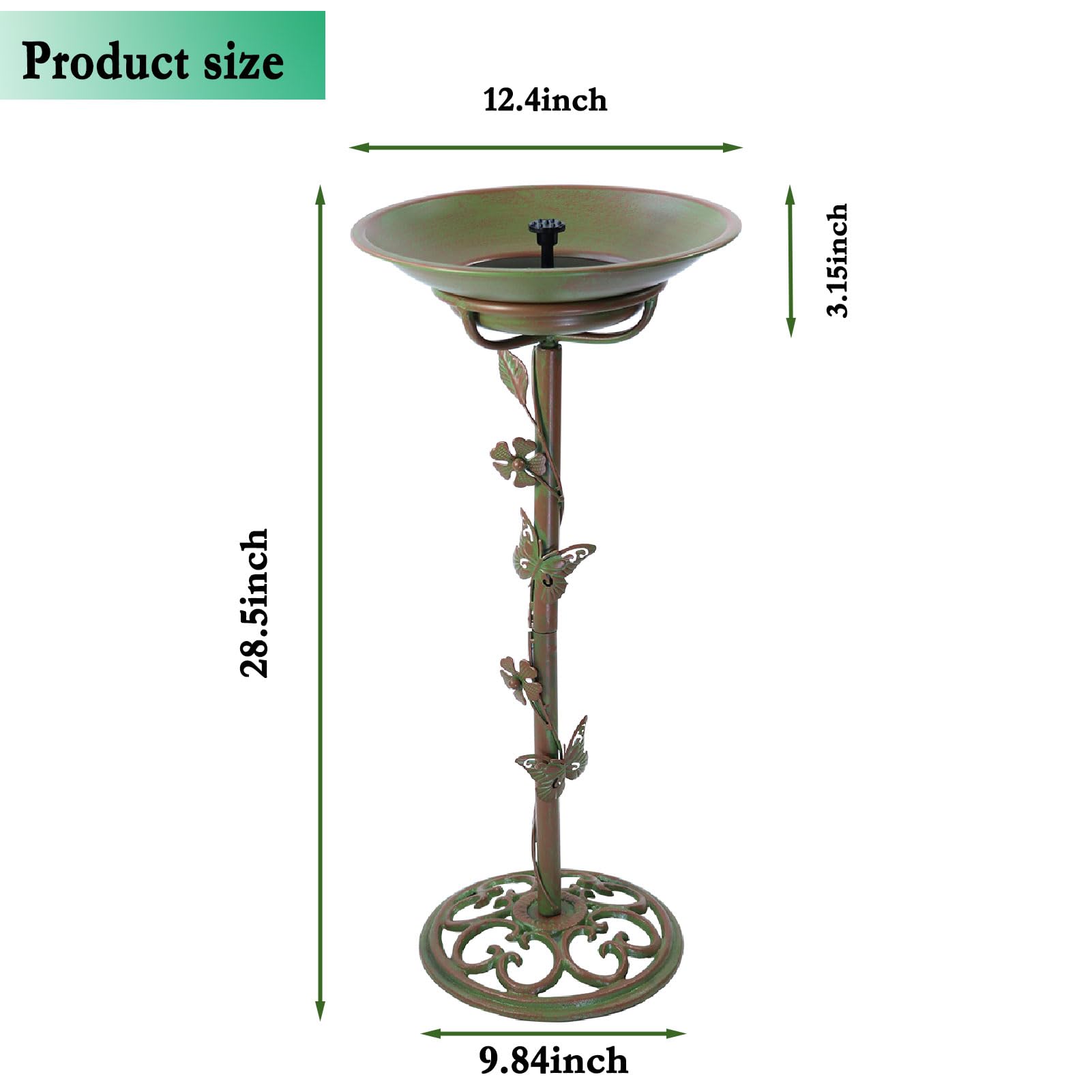 Side view of cast iron base of MNRYLKB bird bath