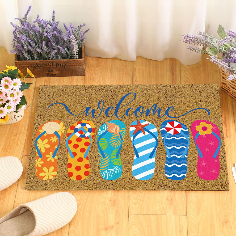 Side view of Ceenna Summer Flip Flops Doormat highlighting its thickness