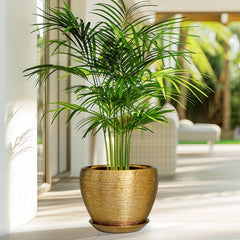 Side view of Ceramicfor 8 Inch Gold Planter showcasing its elegant design
