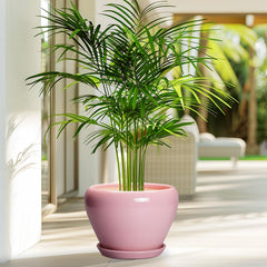 Side view of Ceramicfor 8 Inch pink planter pot