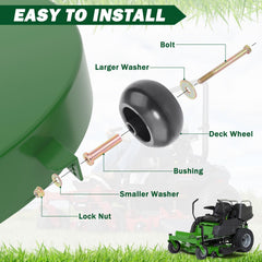 Side view of CheeMuii lawn mower wheels demonstrating size