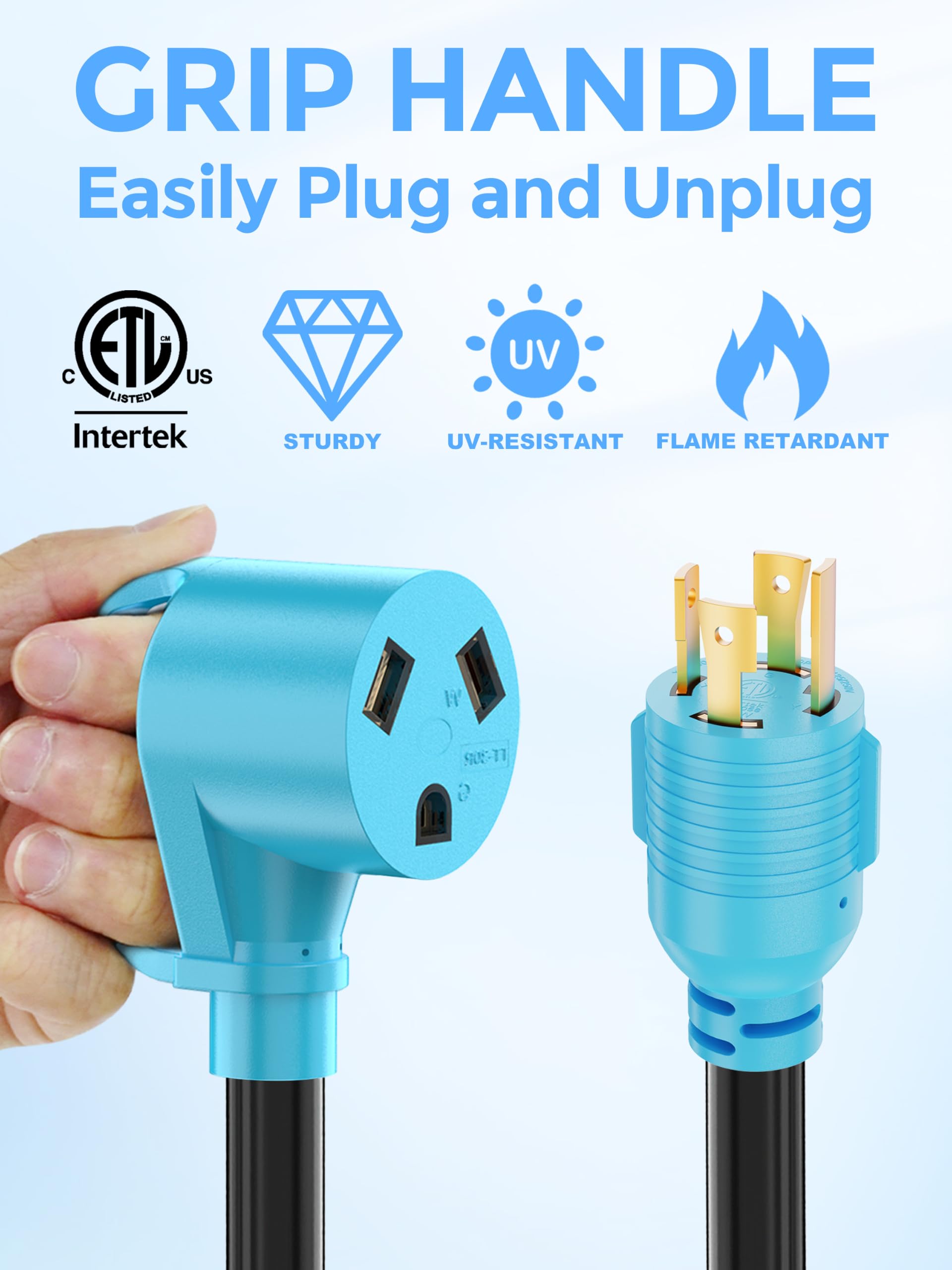 Side view of CircleCord Blue Adapter Cord