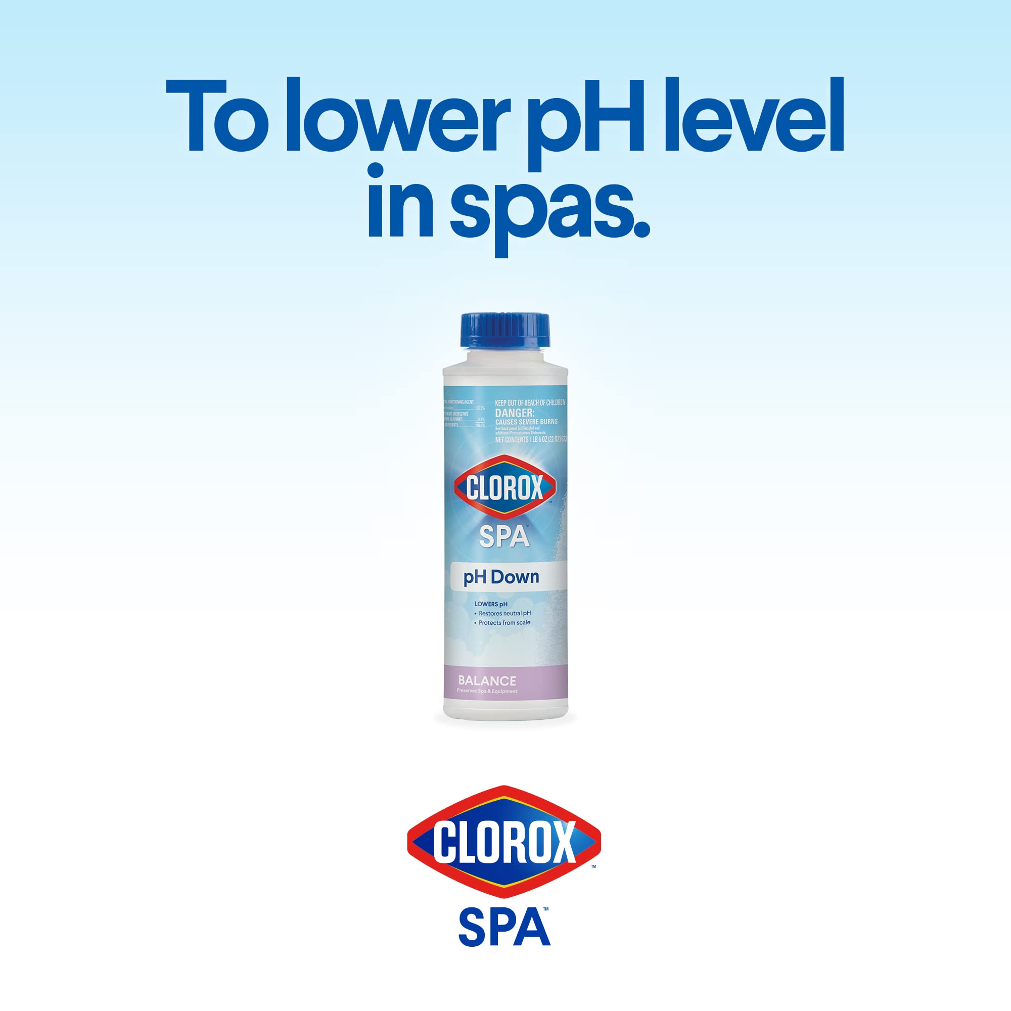 Side view of CLOROX Pool&Spa Spa pH Down container