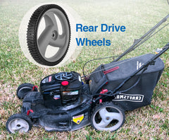 Side view of CMOOD lawn mower wheel