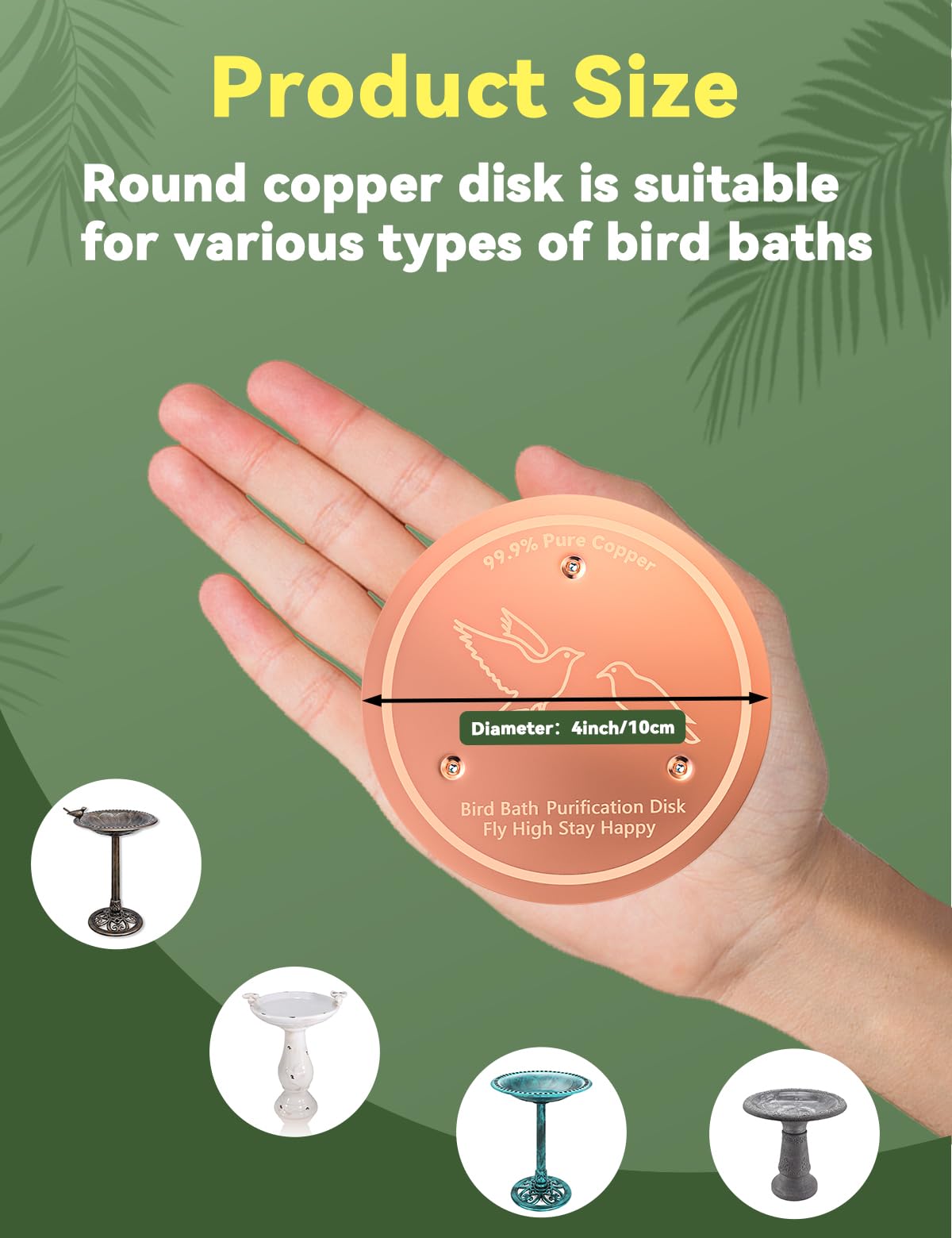 Side view of CNARIO Copper Bird Bath Disk