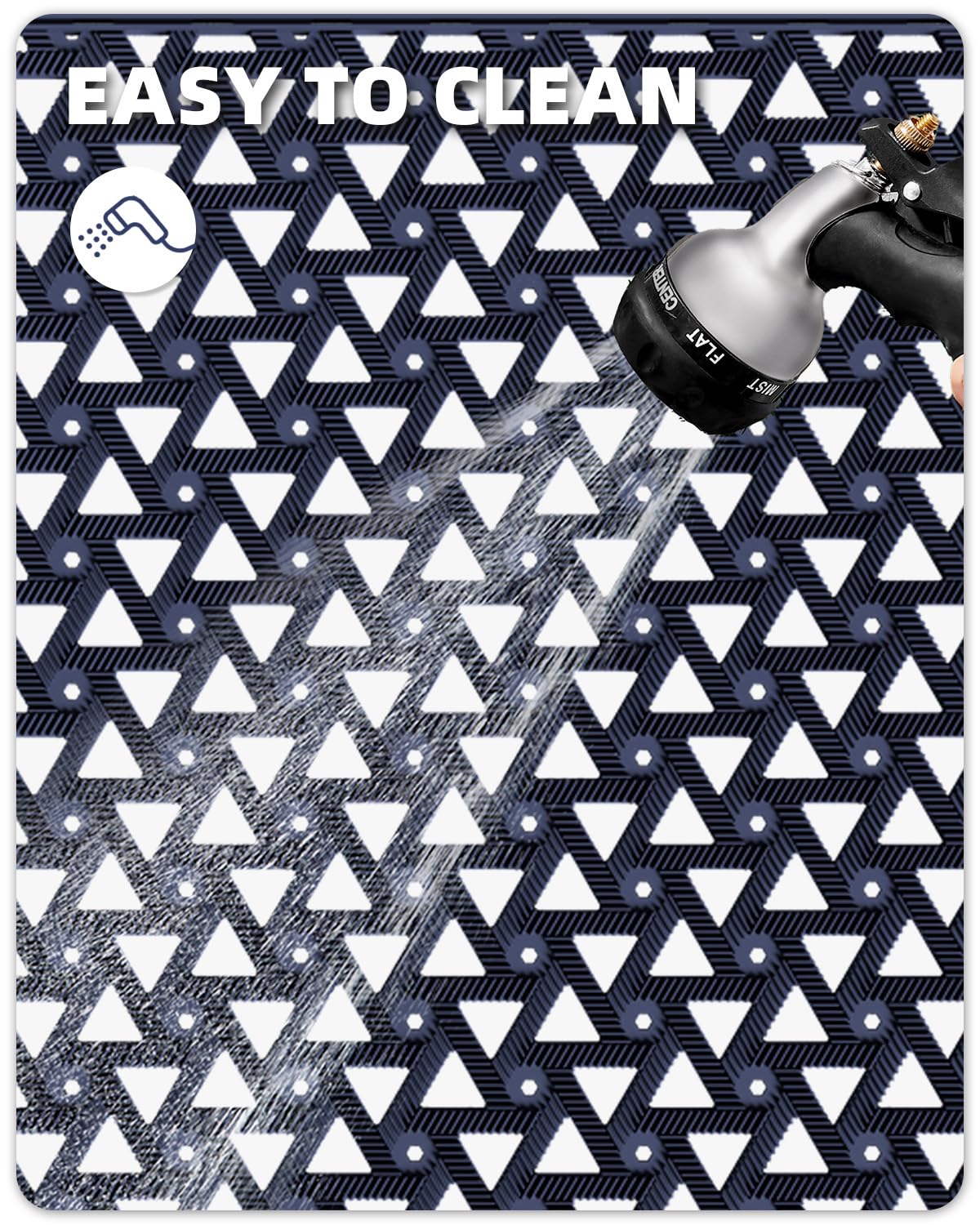 Side view of Color&Geometry blue door mat