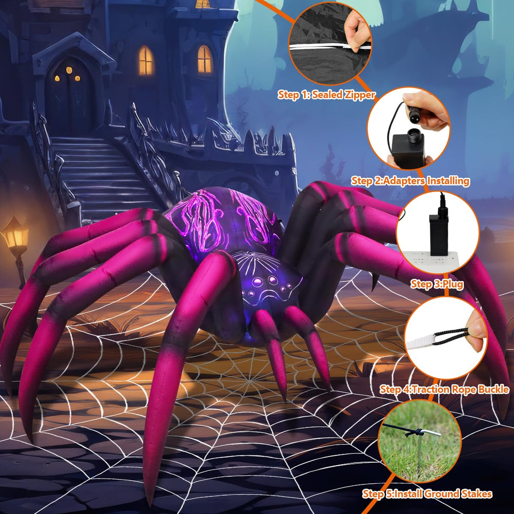Side view of COMIN Halloween inflatable spider