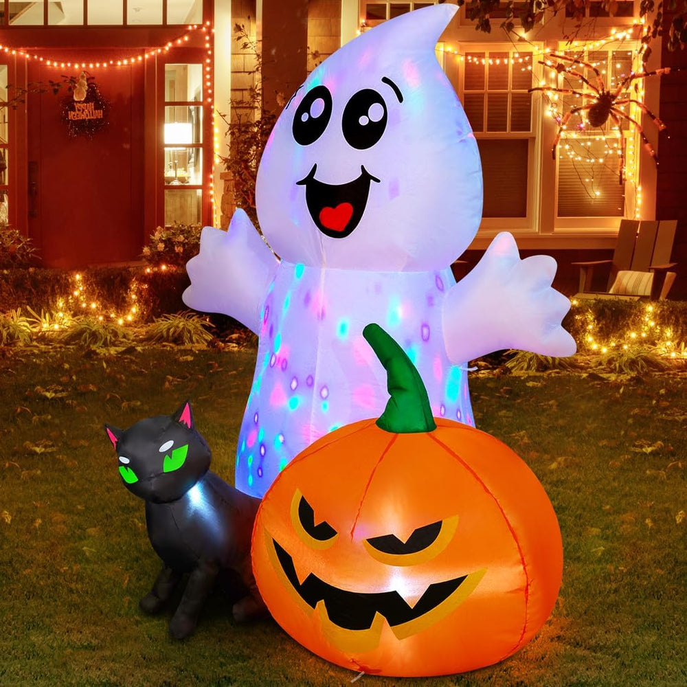 Side view of COMIN inflatable ghost with built-in LEDs