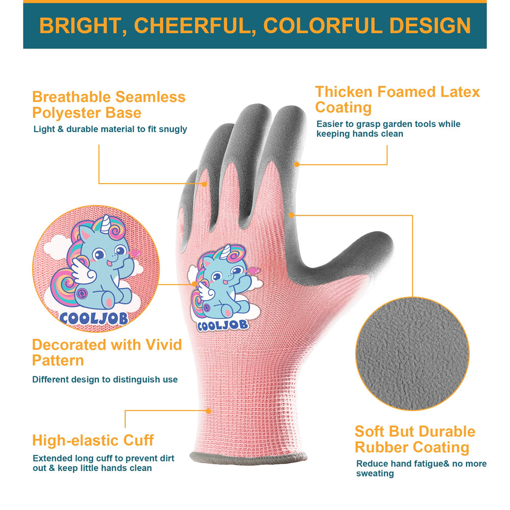 Side view of COOLJOB Kids Gardening Gloves showing the elastic wrist