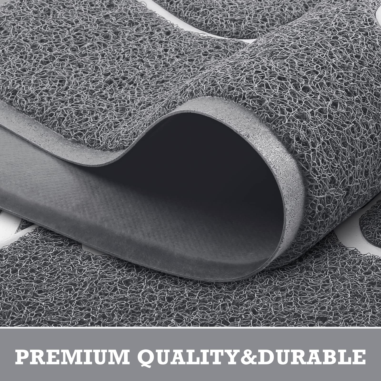 Side view of CozyBounty Grey Door Mat showing thickness