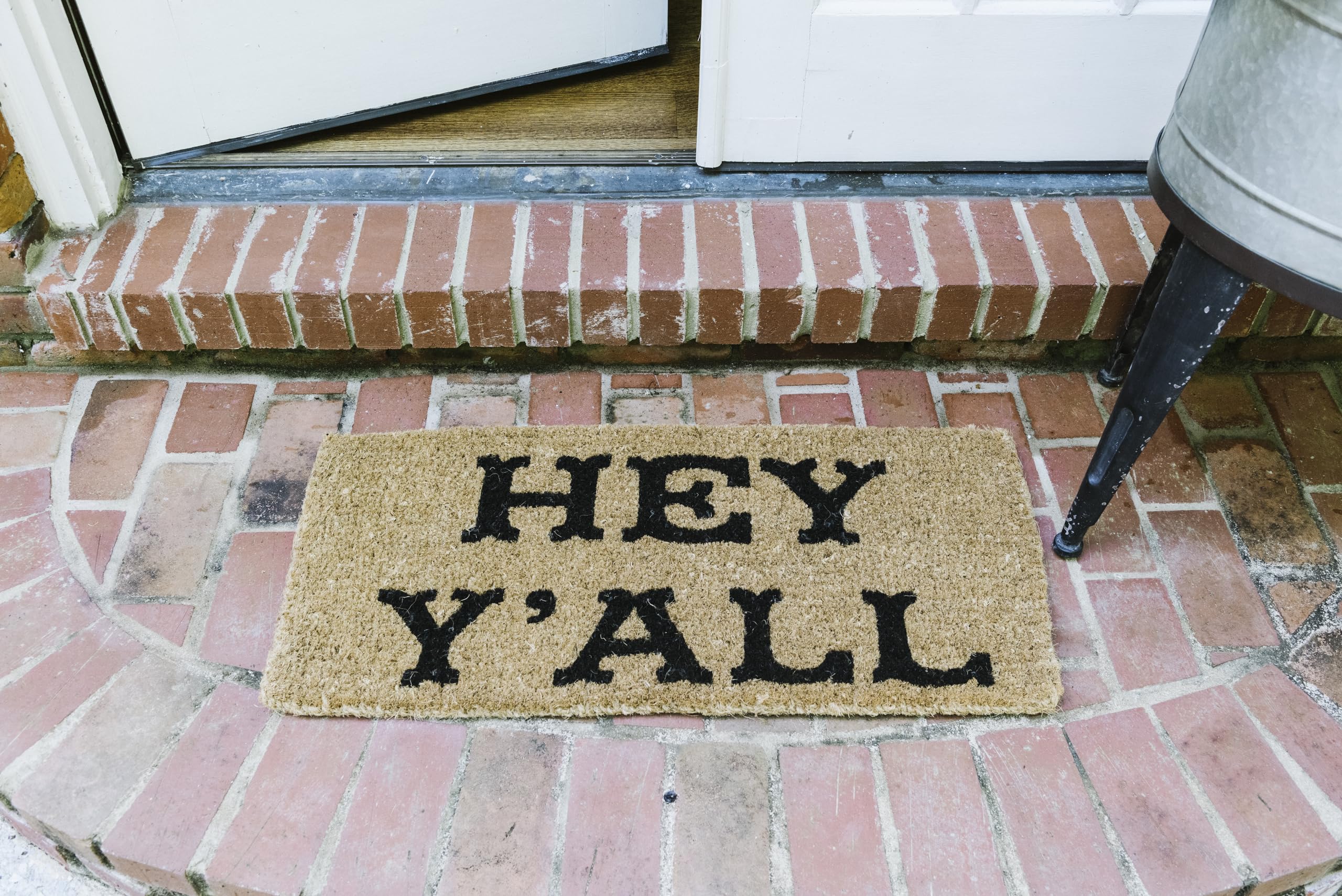 Side view of Creative Co-Op Coir Doormat showcasing natural fibres