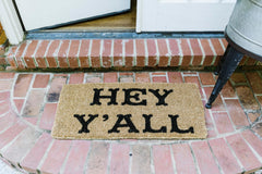 Side view of Creative Co-Op Coir Doormat showcasing natural fibres