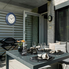 Side view of Crosstime outdoor clock showing waterproof design