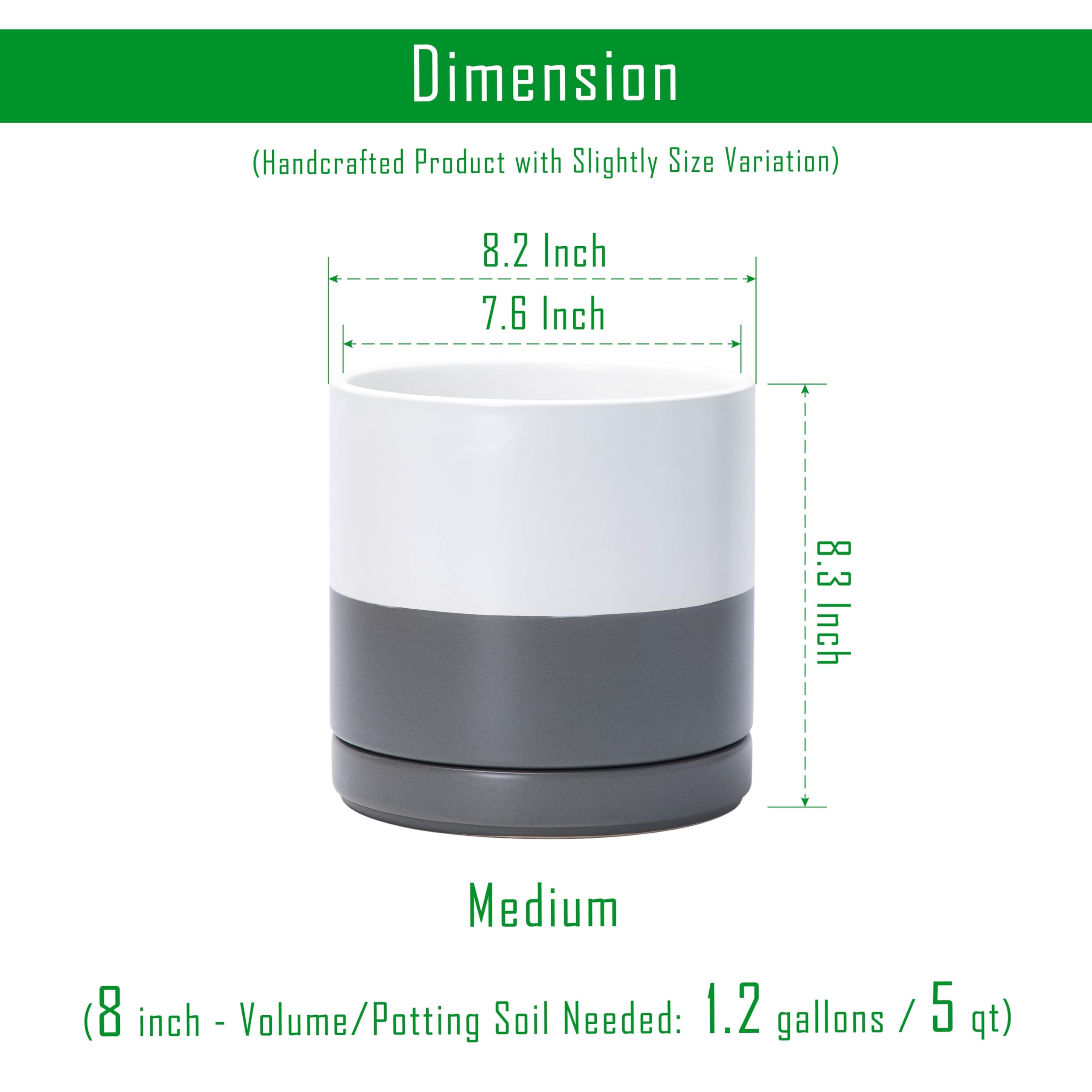 Side view of D'vine Dev 8.2 Inch Ceramic Planter Pot