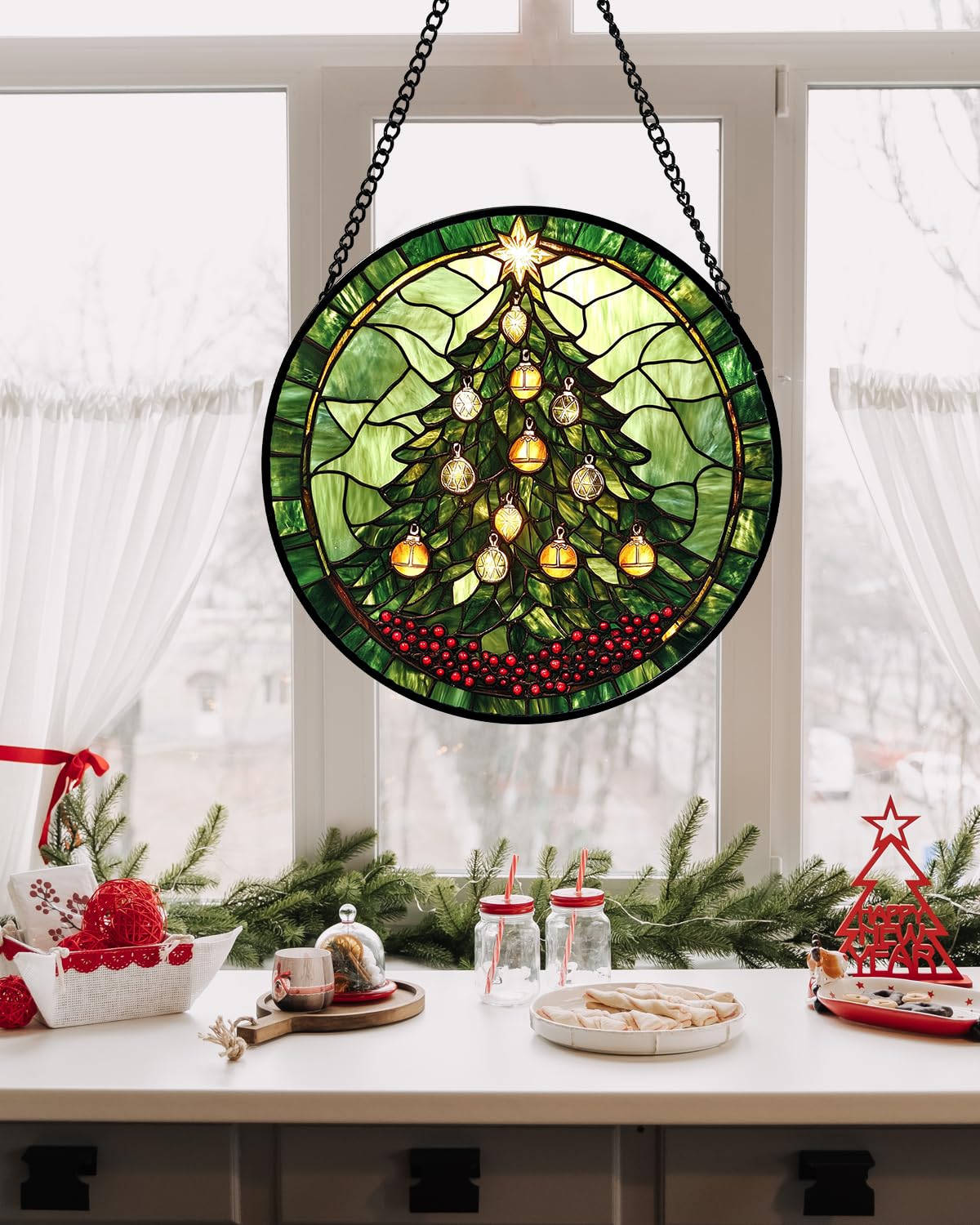 Side view of DASTOLL suncatcher highlighting the metal chain