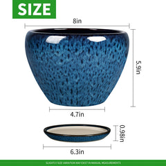 Side view of Deep Dream 8 Inch Ceramic Plant Pot