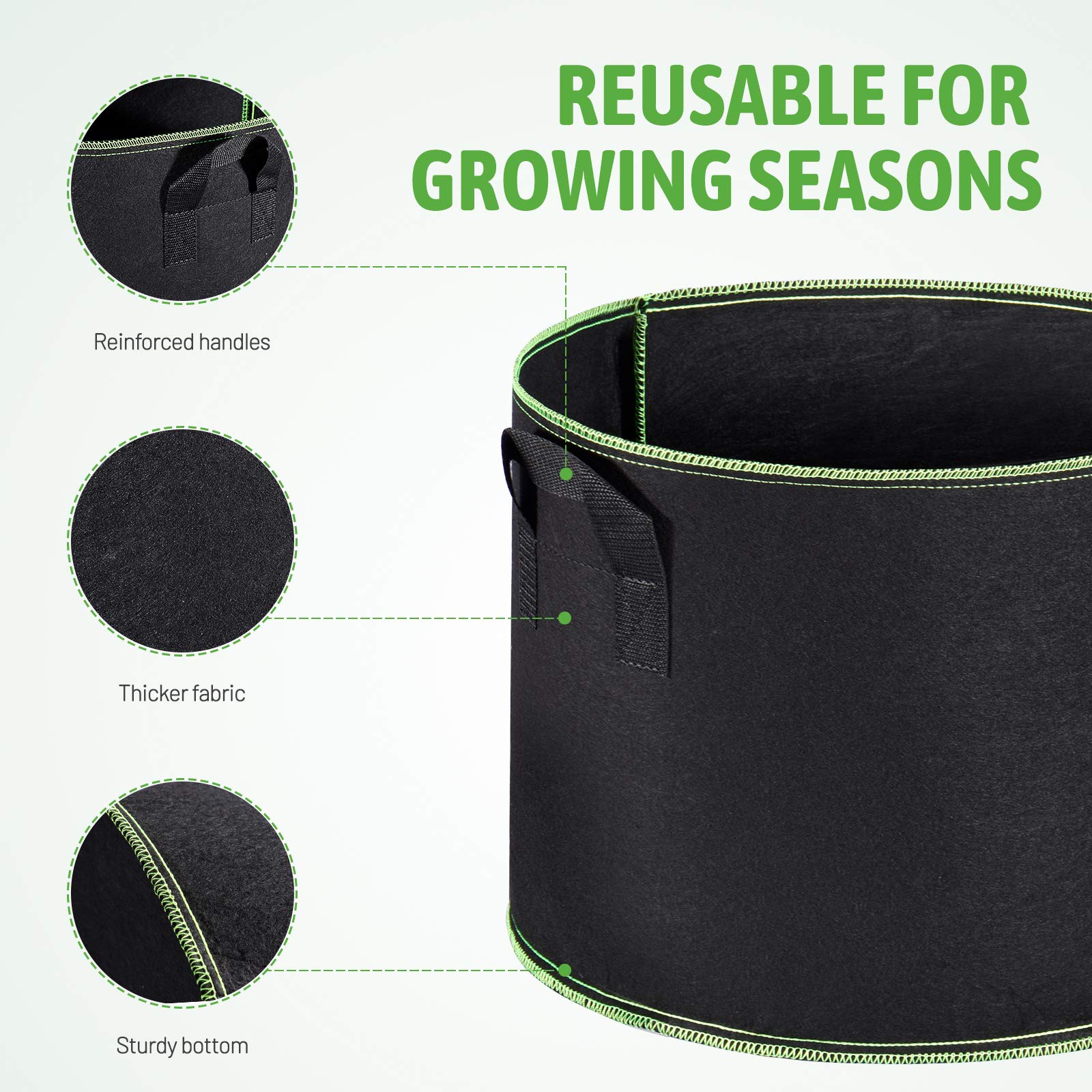 Side view of Delxo 5 Gallon Grow Bag with handles
