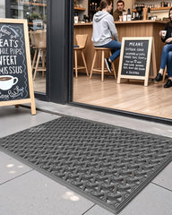 Side view of DEXI 24x36 rubber doormat showing texture