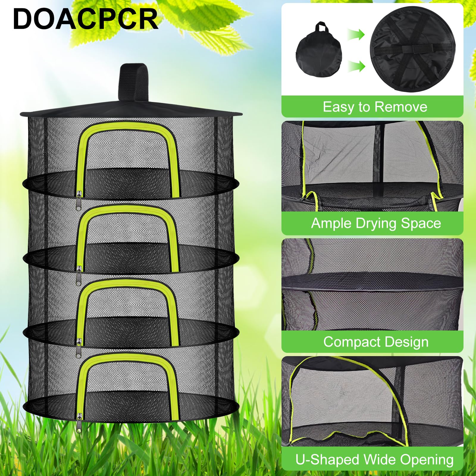 Side view of Doacpcr 4-layer drying rack showing layers