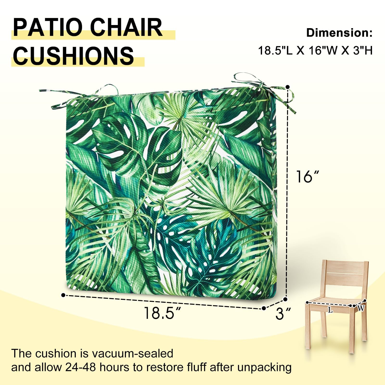 side view of downluxe outdoor chair cushions showcasing thickness