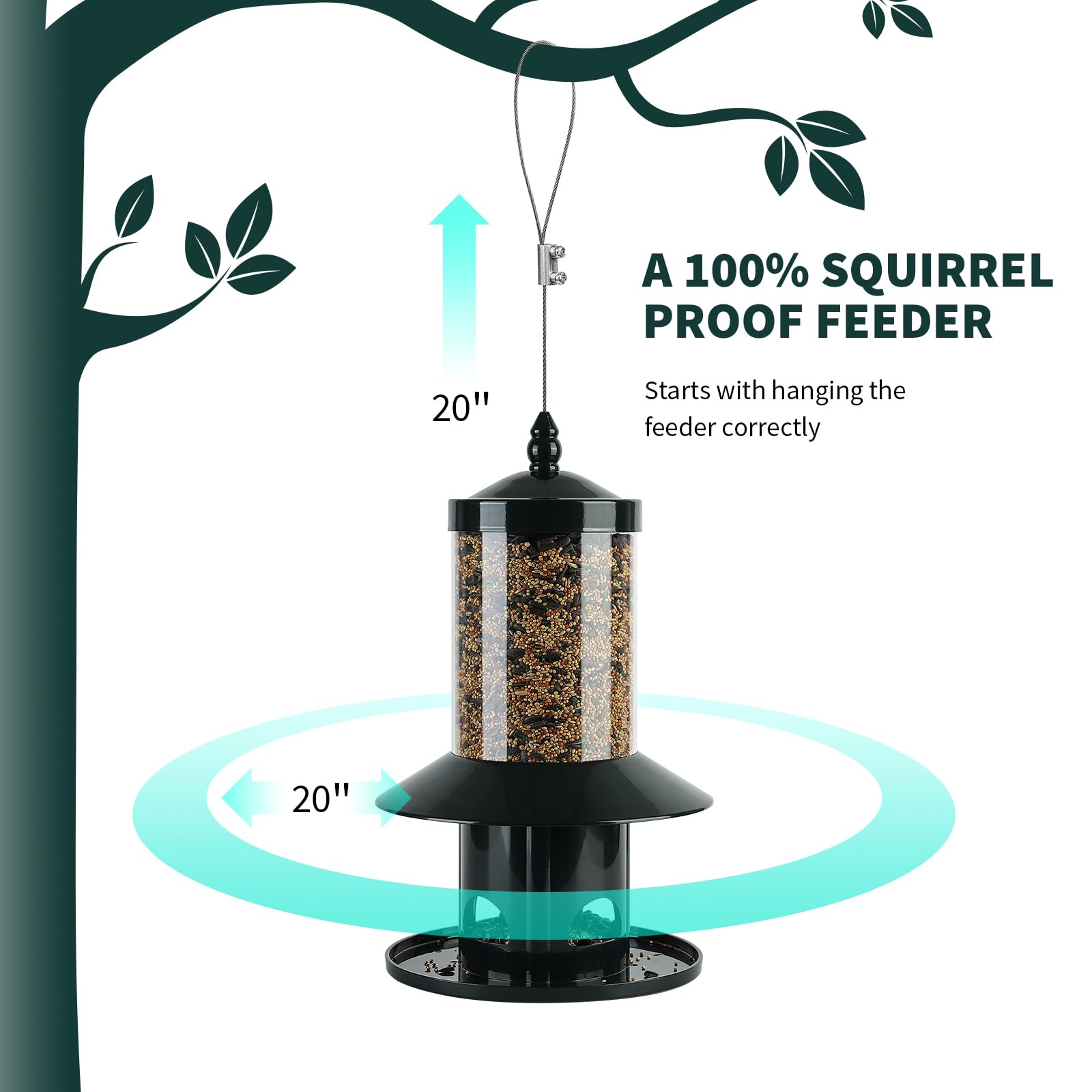 Side view of Dreamdrawer bird feeder showing perch tray