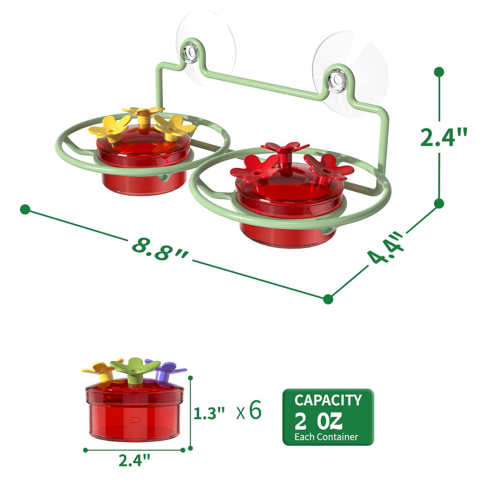 Side view of Dreamdrawer hummingbird feeder with clear nectar containers