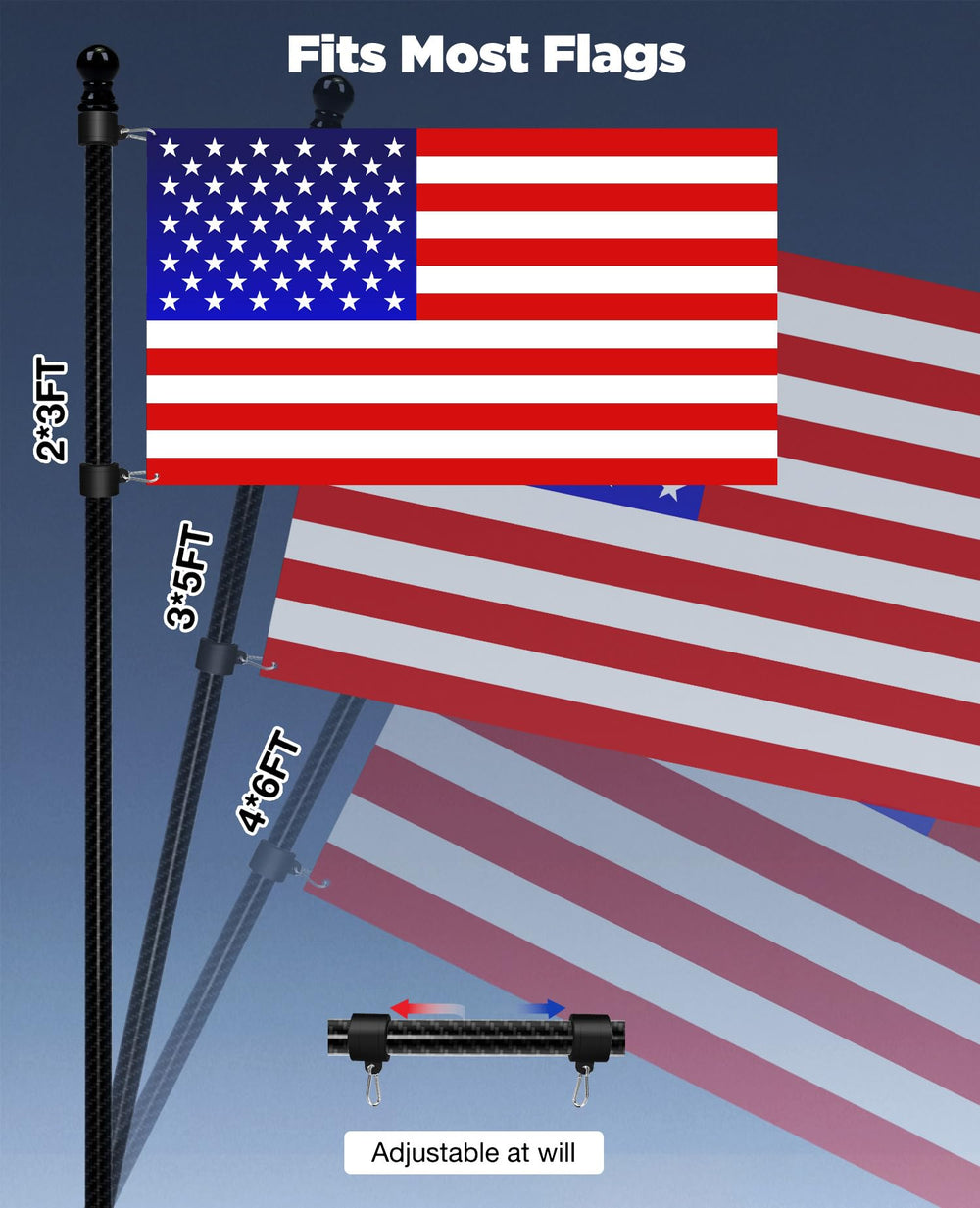 Side view of DUPKEV flag pole showing its sturdy design