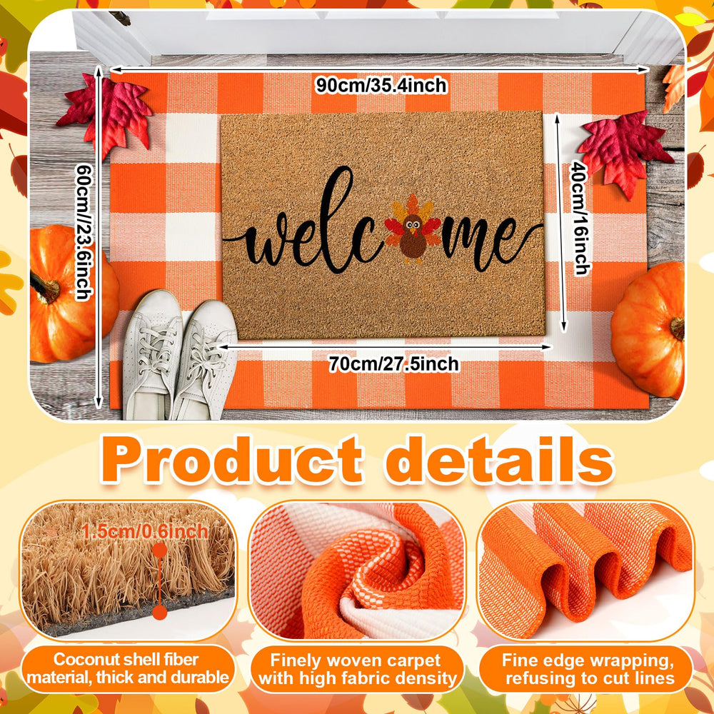 Side view of Duraaamo Thanksgiving doormat showing texture
