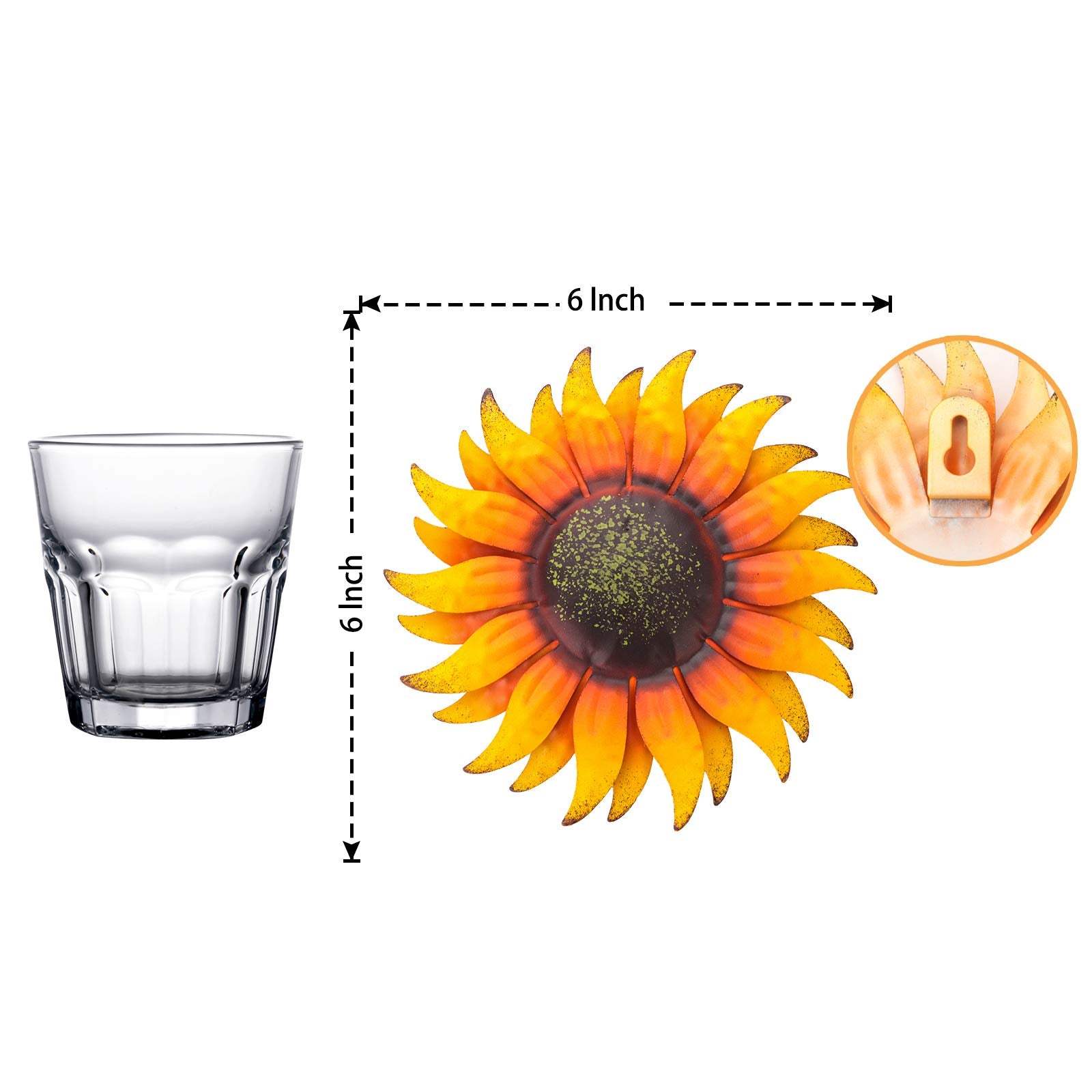 Side view of EASICUTI Sunflower Metal Wall Art showing depth