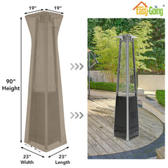 Side view of Easy-Going Pyramid Torch Patio Heater Cover showing zipper