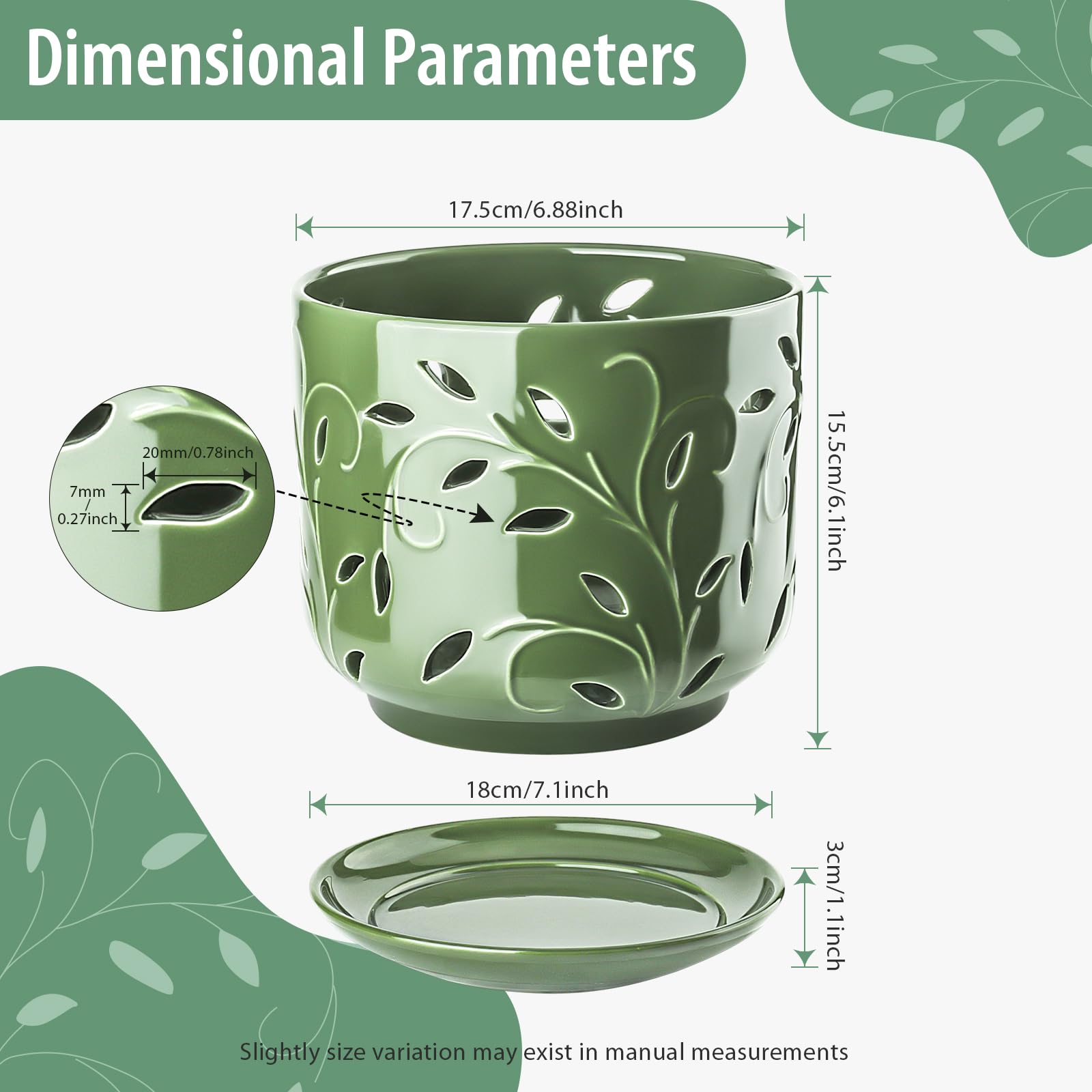 Side view of EFISPSS ceramic orchid pot