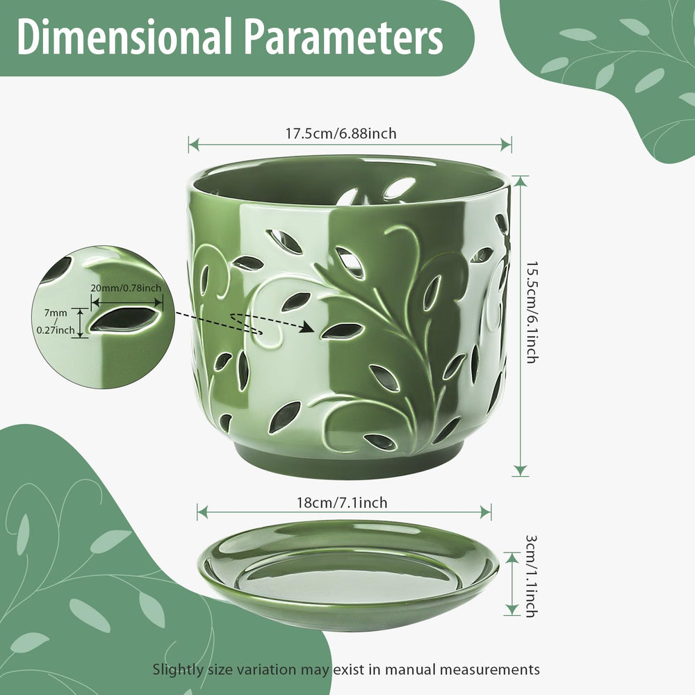 Side view of EFISPSS ceramic orchid pot