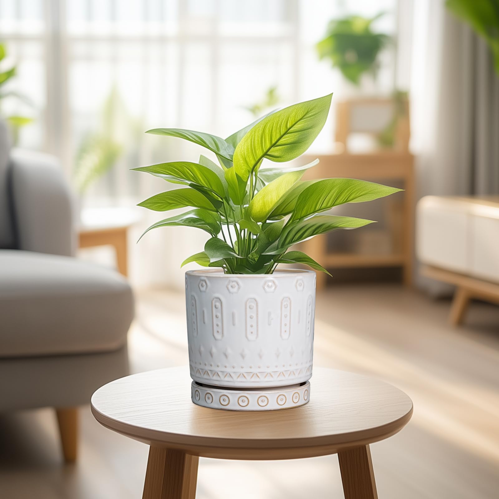 Side view of Eightpot White Ceramic Planter