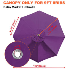 Side view of EliteShade 9FT umbrella canopy cover, showcasing fabric