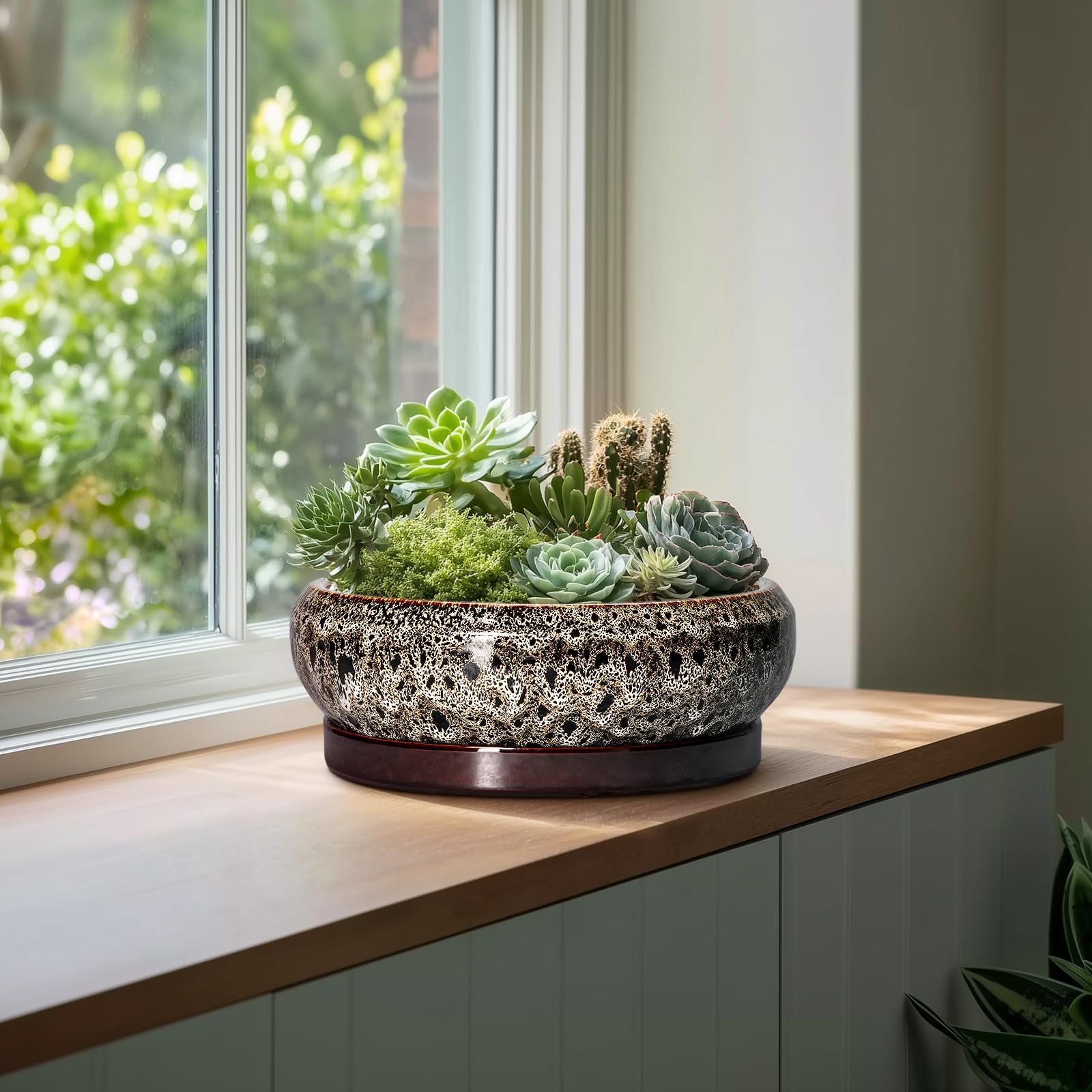Side view of EPFamily 13 Inch Ceramic Planter
