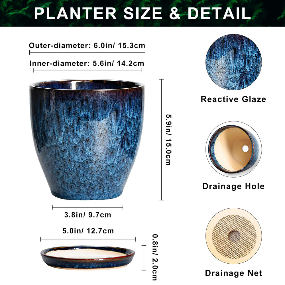 Side view of EPFamily 6 Inch Ceramic Planter with drainage hole