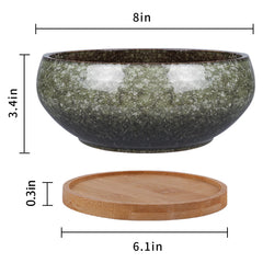 Side view of EPFamily ceramic planter showcasing glazed finish