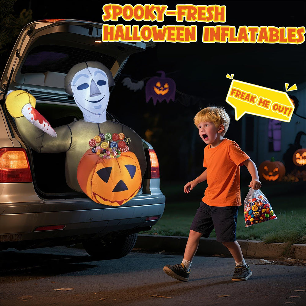 Side view of Epochleno inflatable with candy pocket