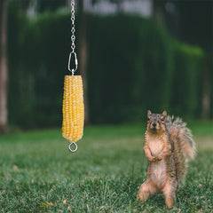 Side view of Essilnn Squirrel Feeder showing adjustable chain
