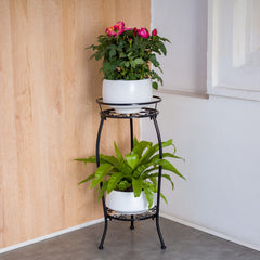 Side view of FaithLand 2 Tier Tall Plant Stand