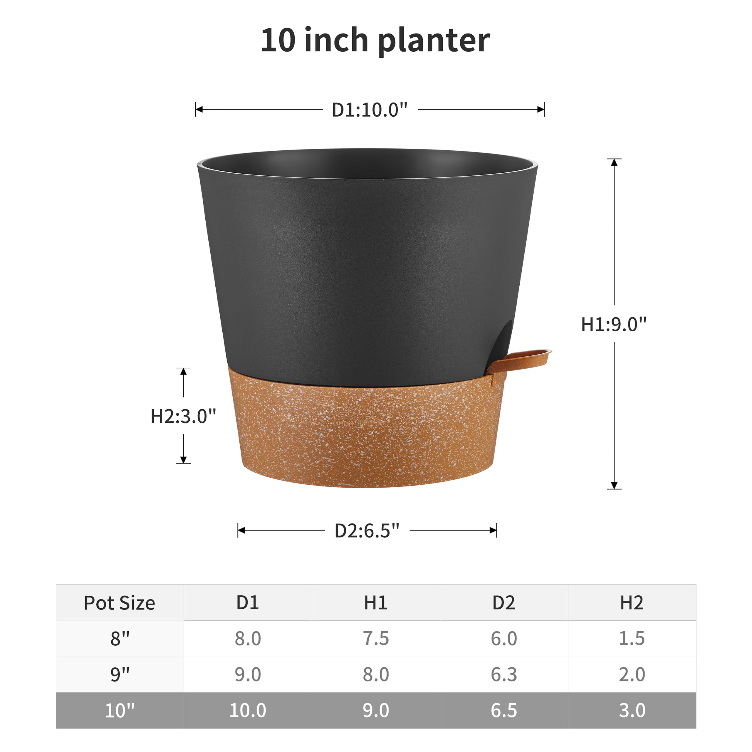 Side view of FaithLand planter pot showcasing bottom watering feature